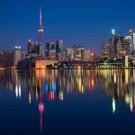 Buildings Cn Tower Canada Colorful Night Ontario