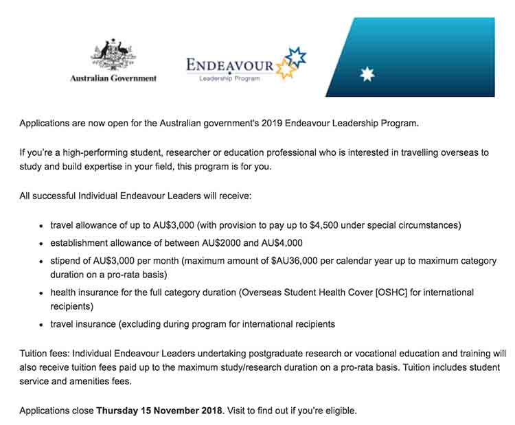 Endeavour Scholarship Open for Nepalese Students - NepaliPage