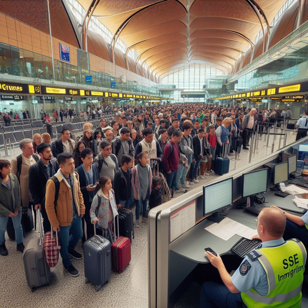 Migrants lined up at immigration desk - nepalipage